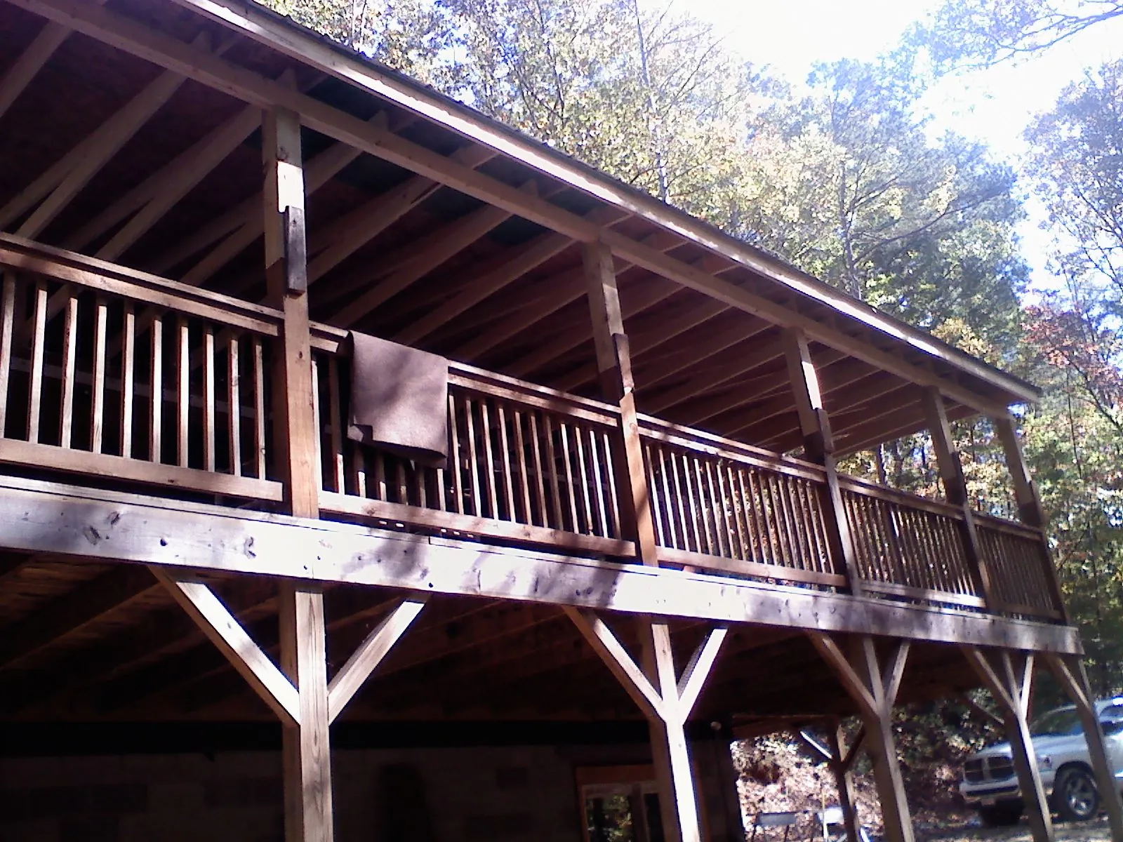 Timber framing under a new elevated porch and deck — Roof Leak Repair in Table Rock by Roofing Brothers